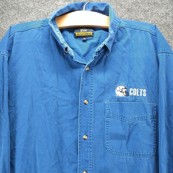 Blue Generation Men's Button-Down Shirt Blue XL Indianapolis Colts Embroidered - Picture 2 of 16